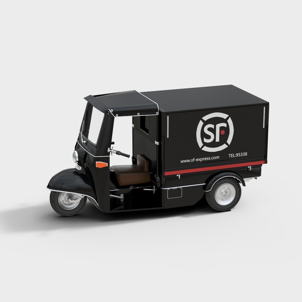 Low-Poly Three-Wheeled Delivery Vehicle 3D model
