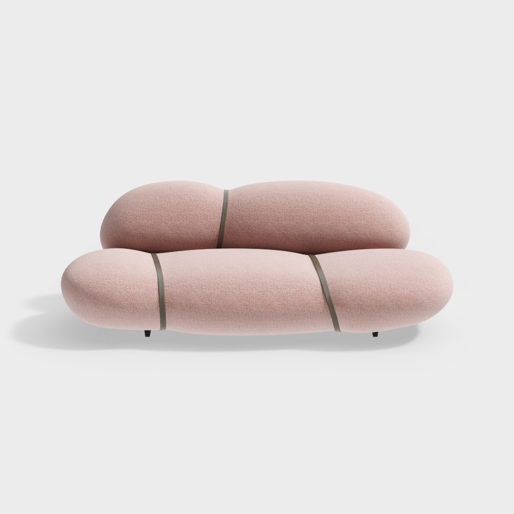 Cloud Sofa 3D Model – Soft Pink Low-Poly Design