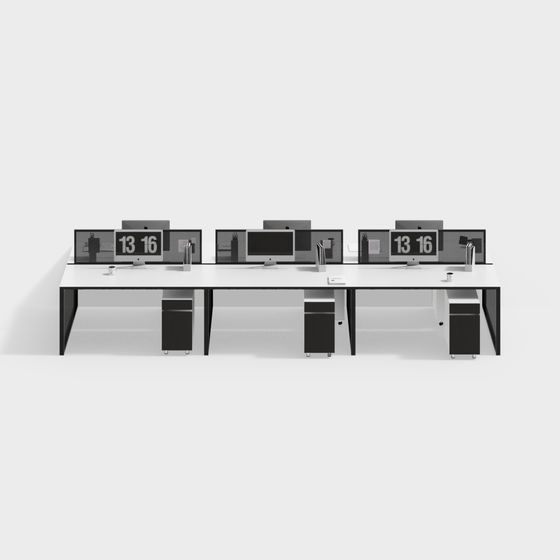 Modern Open-Style Office Desk 3D Model