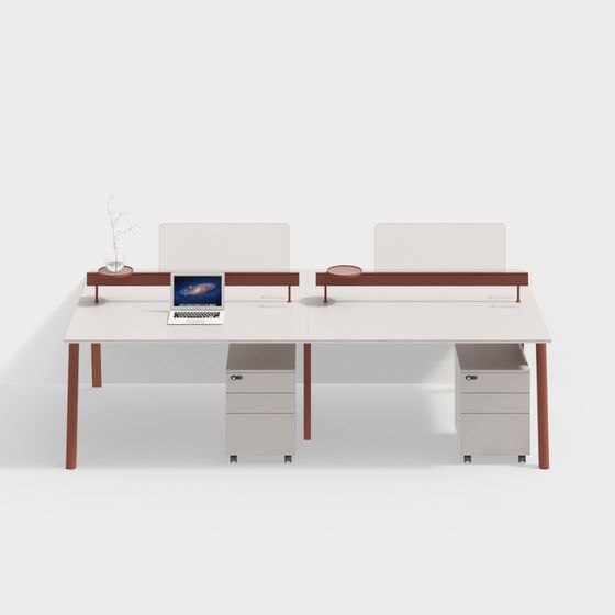 Elegant Dual Work Desk 3D model for Modern Offices