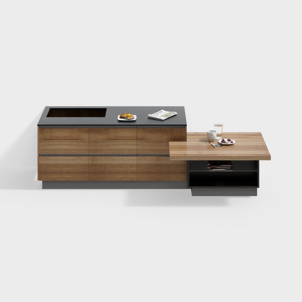 Urban Living Room Coffee Table 3D Model – Modern Metal & Wood