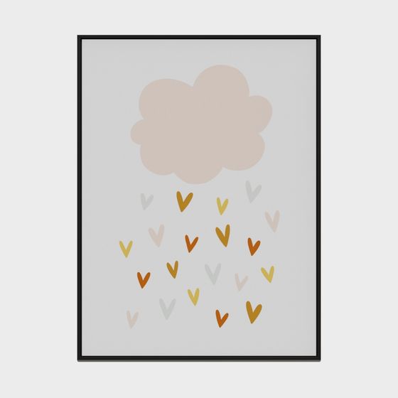 Heart Rain 3D Model - Whimsical Charm