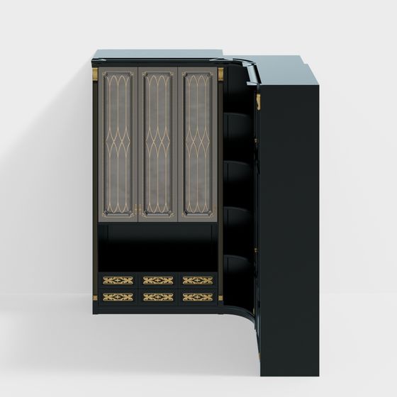 Elegant Black Cabinet 3D model