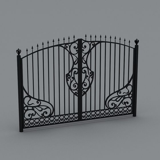 Royal Gate 3D model - Elegant Ironwork Design