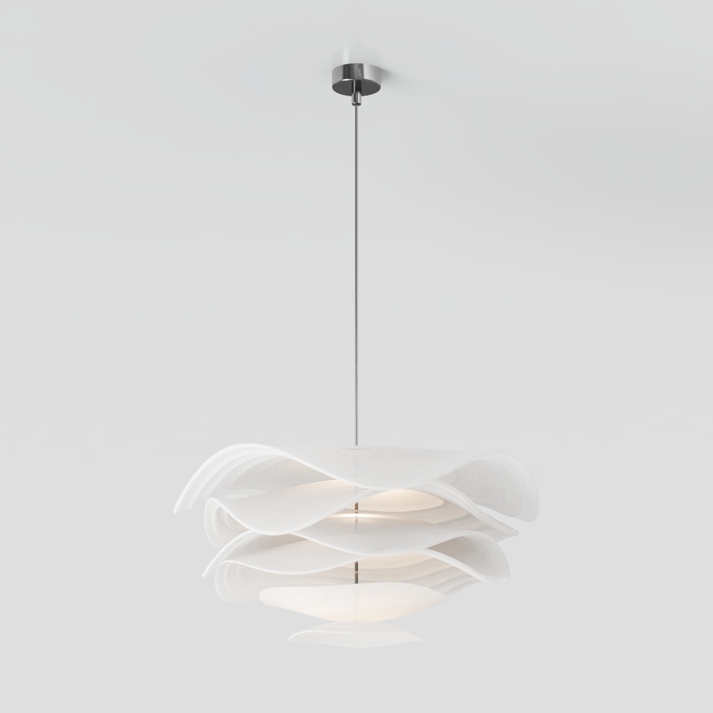 Wave of Light Chandelier 3D Model – Modern White Design
