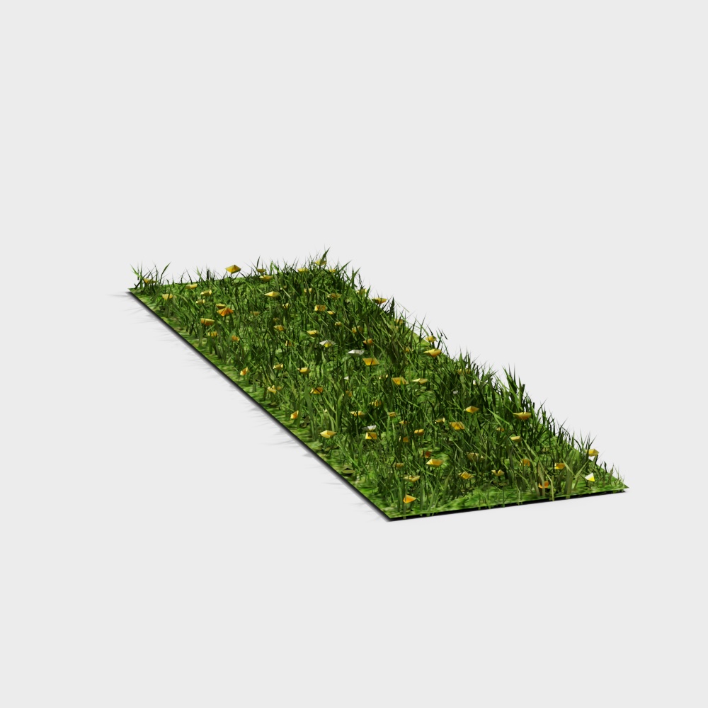 Lush Grass and Wildflowers 3D model