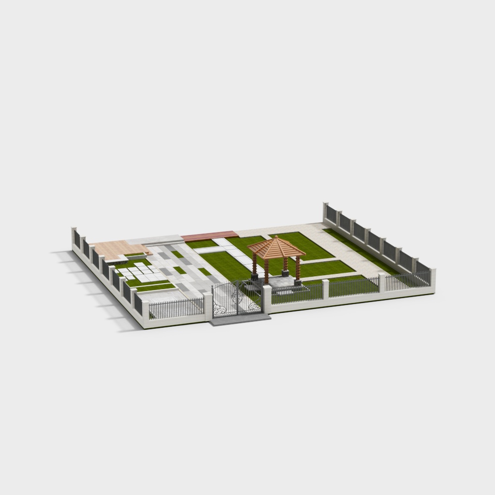 Exquisite Garden 3D Model in Low-Poly Style
