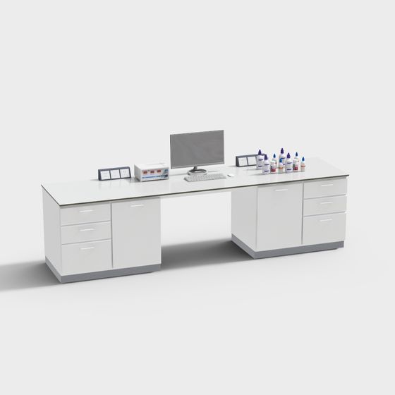 Modern Laboratory Table 3D Model in Gray
