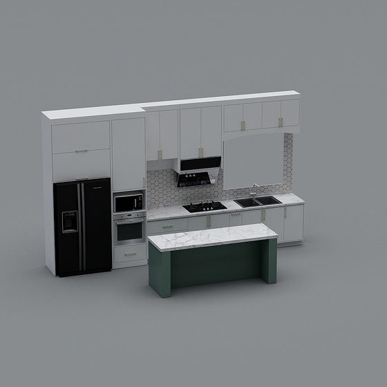 Stylish Low-Polygon Kitchen Design 3D Model