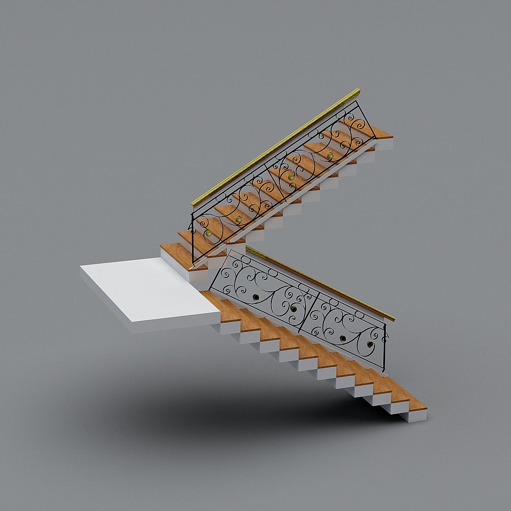 Elegant 3D Staircase Model with Unique Charm