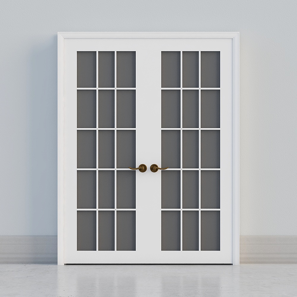 Glass Double Door 3D model with Low Polygon Style