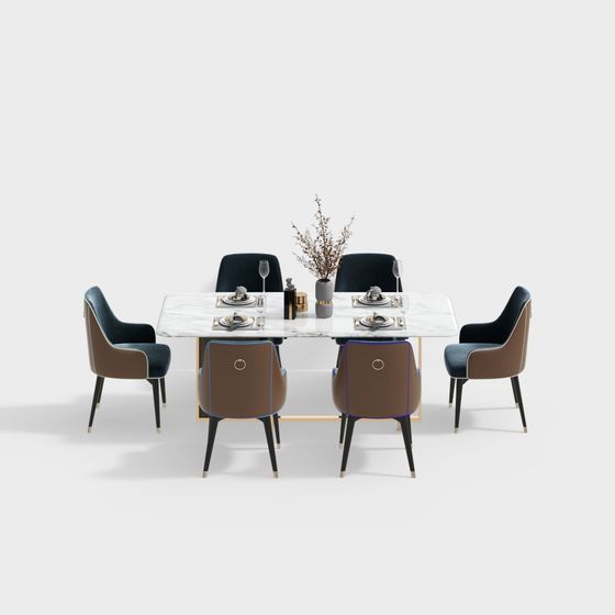 Urban Dining Table Set 3D model for Stylish Interiors