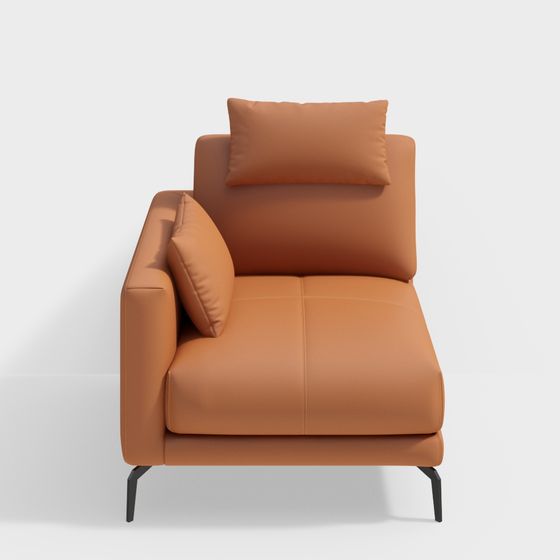 Stylish Low-Poly Orange Sofa 3D model