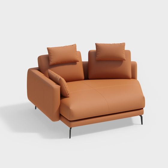 Stylish Low-Polygon Orange Sofa 3D model