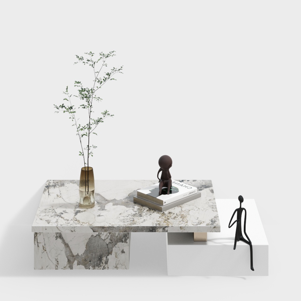 Elegant Low-Poly Marble Coffee Table 3D model