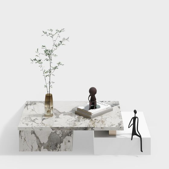 Elegant Low-Poly Marble Coffee Table 3D model