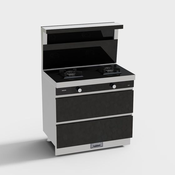 Stylish Low-Polygon Gas Stove 3D model for Modern Living