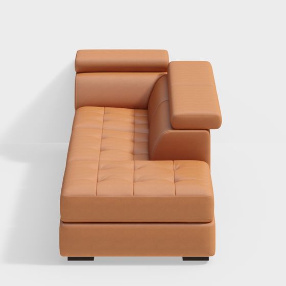Stylish Low-Polygon Orange Leather Sofa 3D model