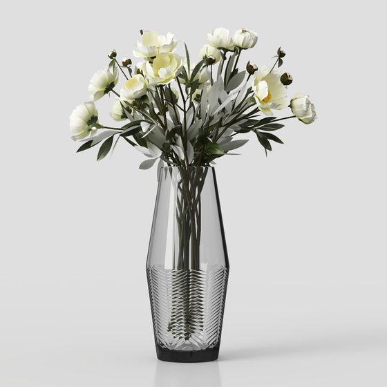 Glass Vase with Flowers 3D model