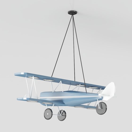 Vintage Biplane Chandelier 3D model