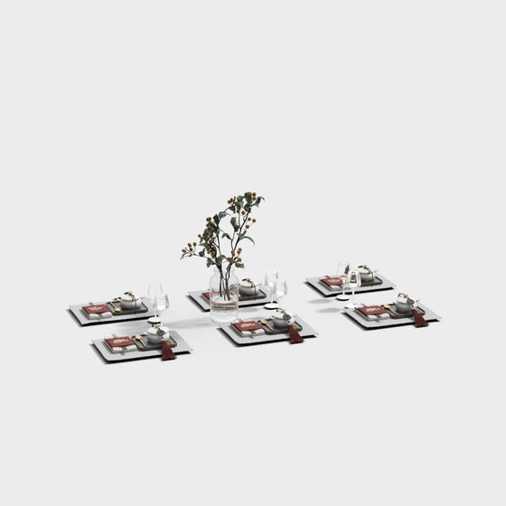 Elegant Dining Table Setup 3D model