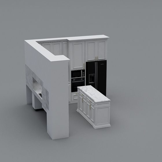 Elegant Modern Kitchen 3D model Design