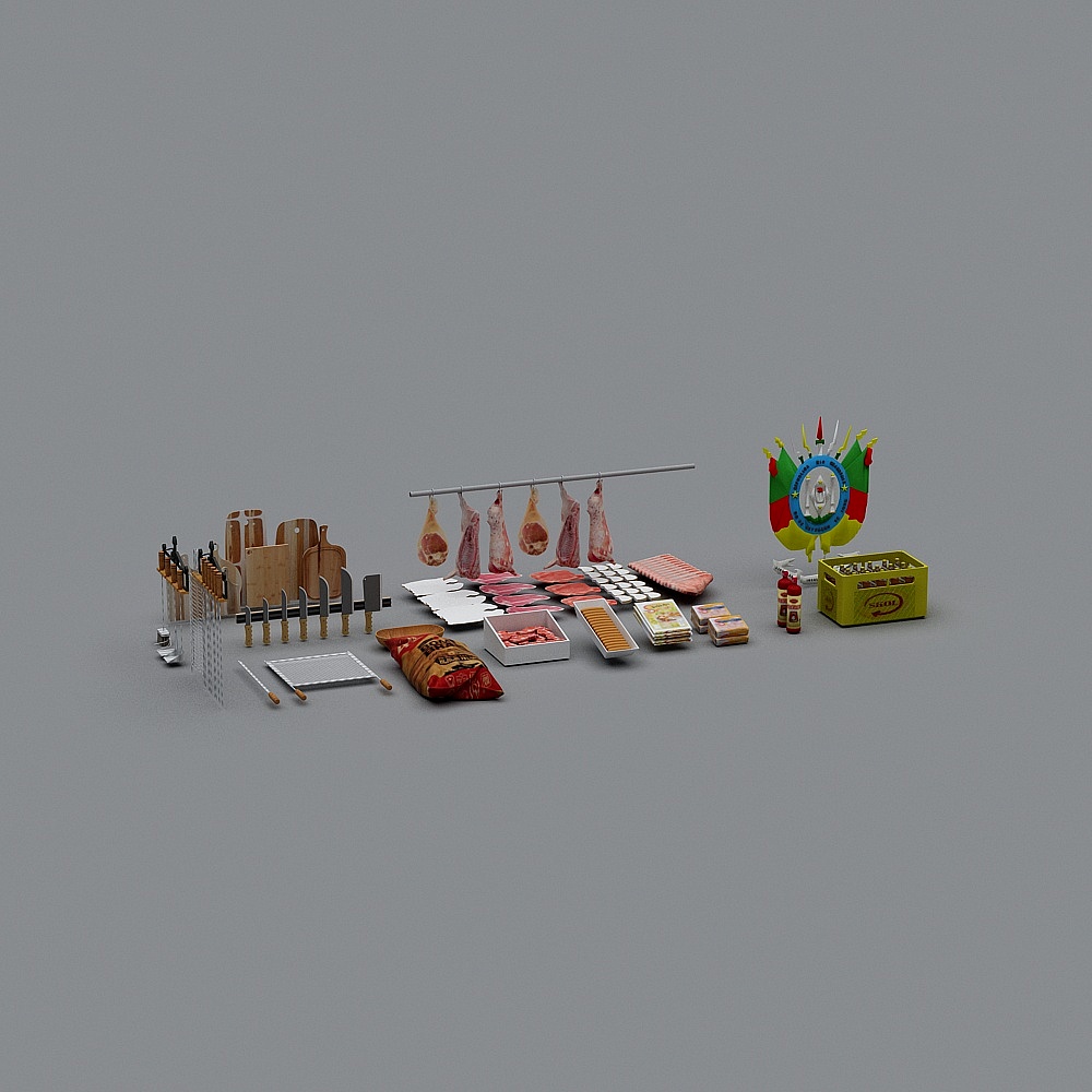 Detailed Meat Market 3D model