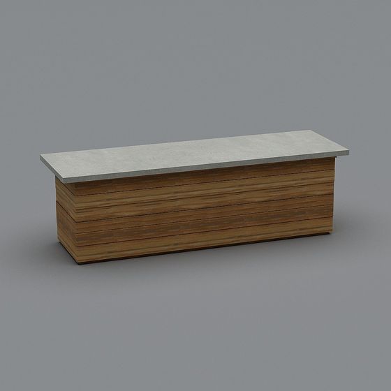 Concrete and Wood Texture Bench 3D model