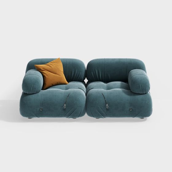 Chic Blue Velvet Sofa 3D model for Modern Decor