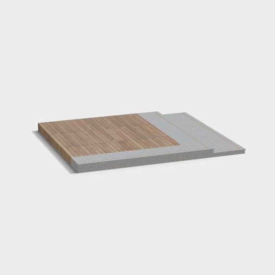 Concrete and Wood Platform 3D model