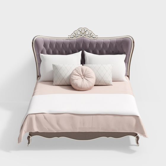 Elegant Purple Bed 3D model for Design Projects