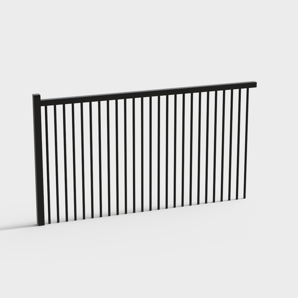 Sleek Black Metal Railing 3D model