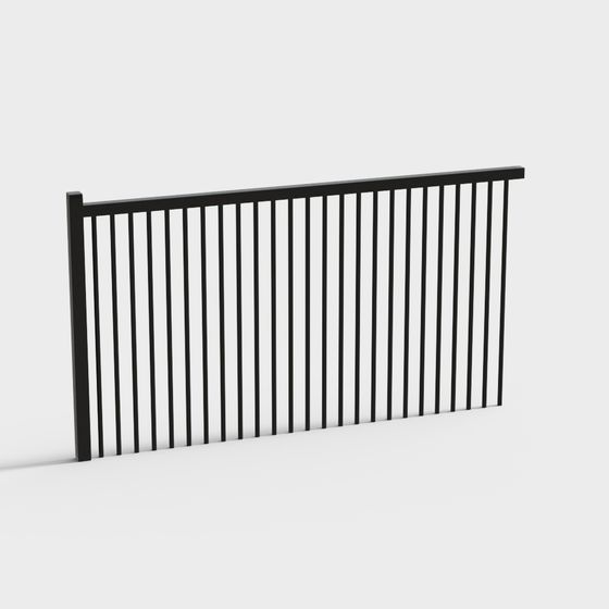 Sleek Black Metal Railing 3D model