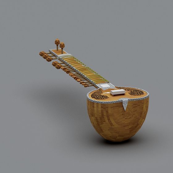 Katari Instrument Kataali 3D Model – Traditional Indian Wooden Instrument