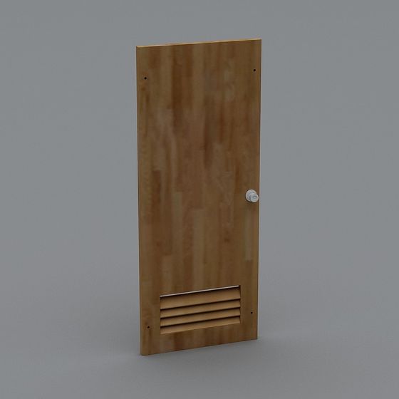 Stylish Low-Polygon Wooden Door 3D model