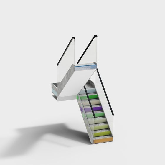 Vibrant Low-Poly Staircase 3D model for Creative Spaces