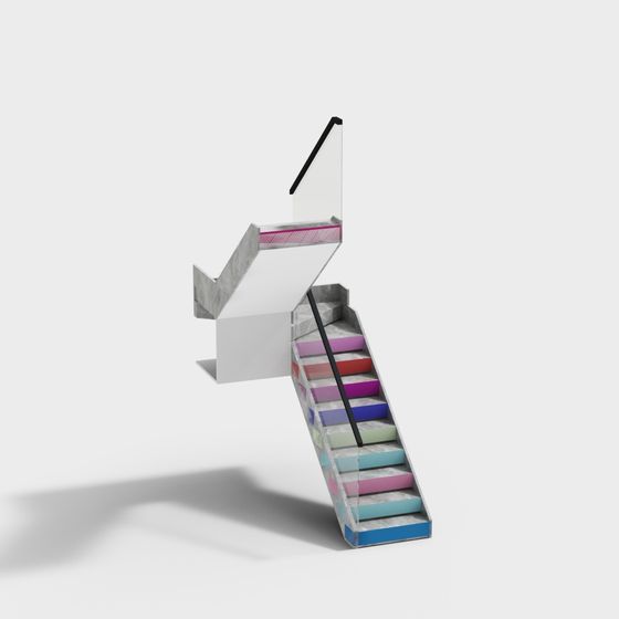 Vibrant Abstract Low-Poly Staircase 3D model