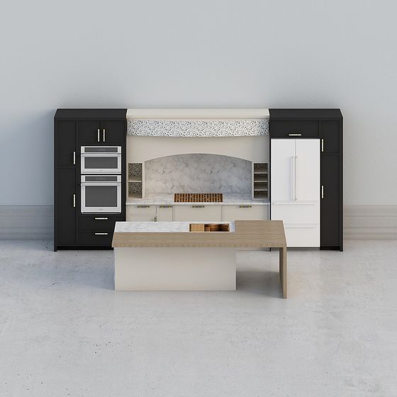 Modern Minimalist Kitchen 3D model Design