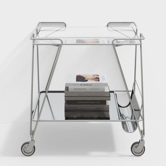Elegant Glass Cart 3D model for Modern Interiors