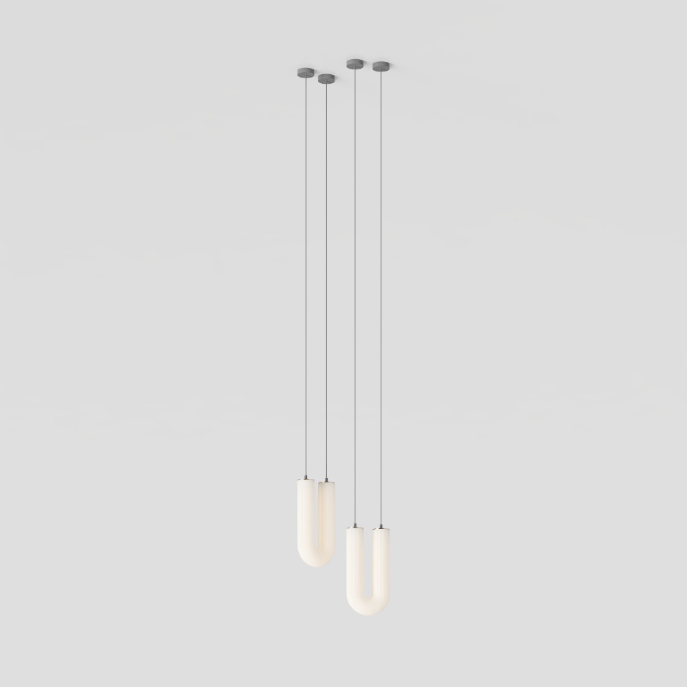 Sleek Minimalist Pendant Light 3D Model – White U-Shaped Design