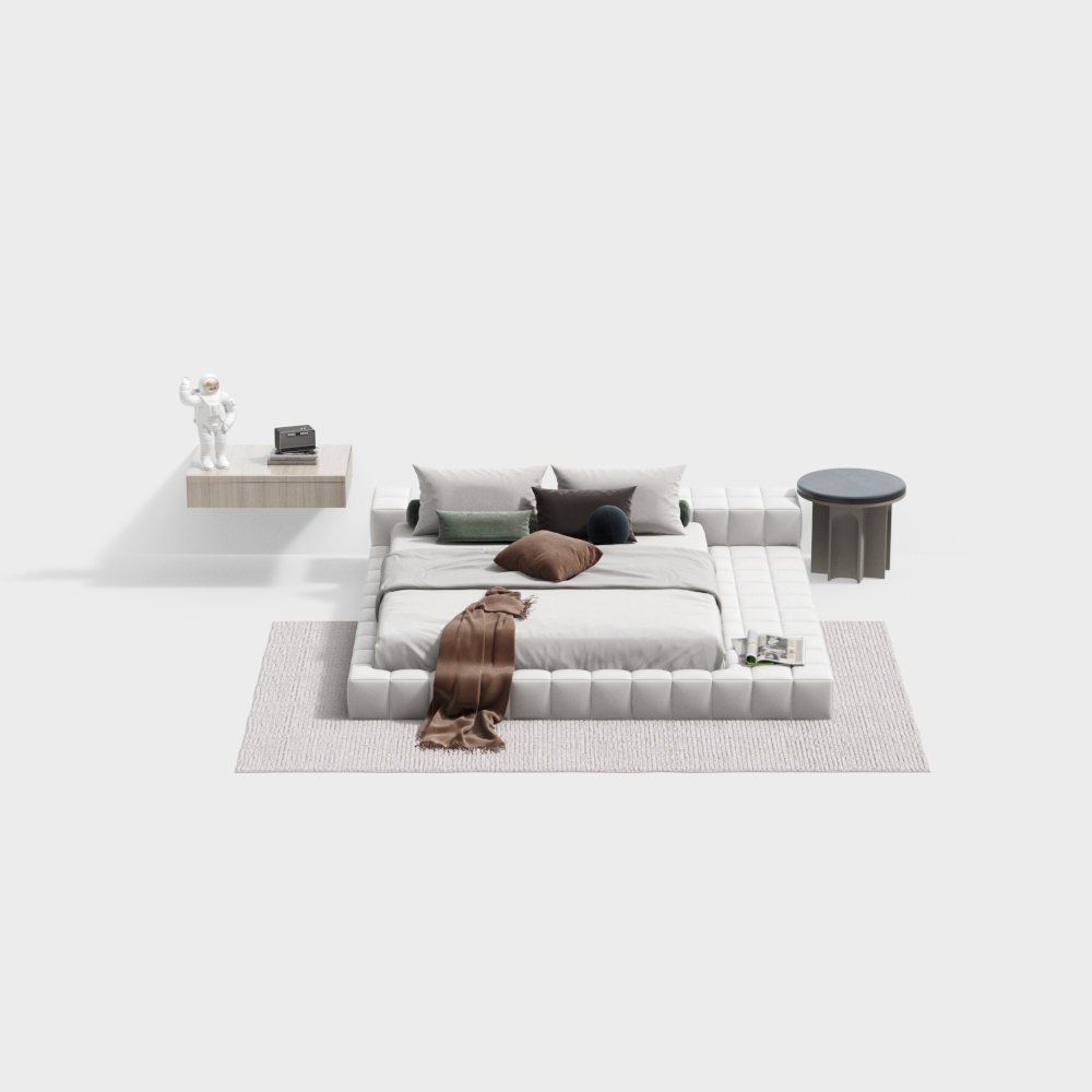 Kết hợp giường phong cách kem hiện đại