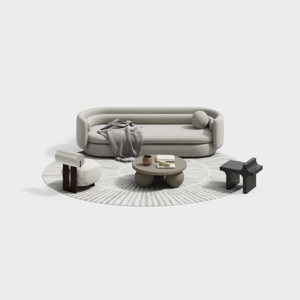 โซฟาโมดูลาร์สไตล์ครีมทันสมัย