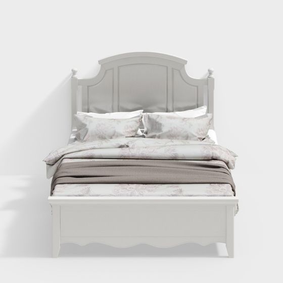 Elegant Low-Polygon Bed Frame 3D model