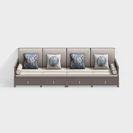 Elegant Chinese Sofa 3D model for Modern Interiors