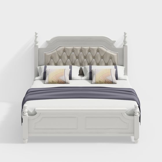 Elegant French Style Bed 3D model