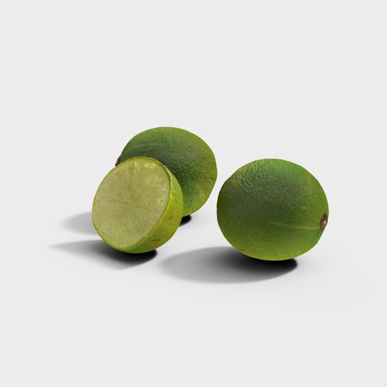 Modern Cream Style Lemon Ornament 3D Model in Green