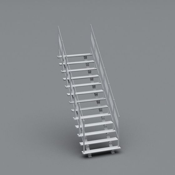 Sleek Low-Polygon Metal Staircase 3D model