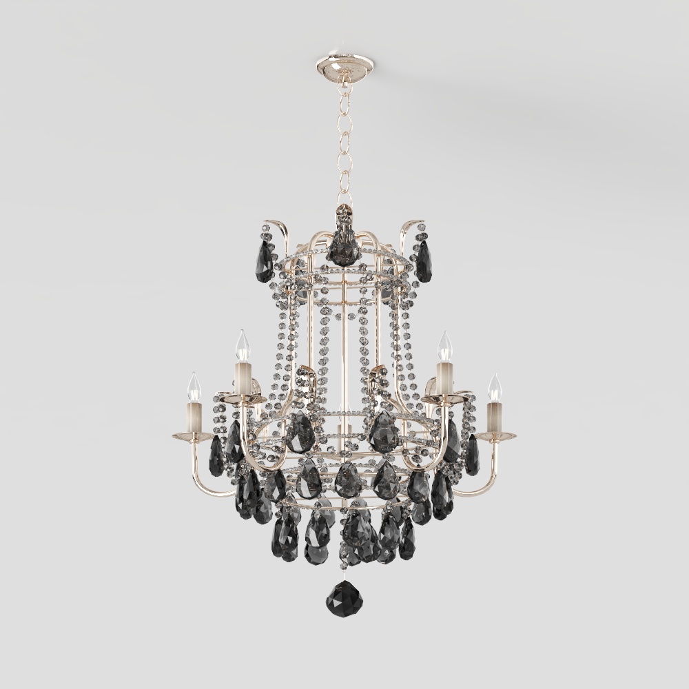 Enchanting Crystal Chandelier 3D Model – Gold & Crystal Elegance