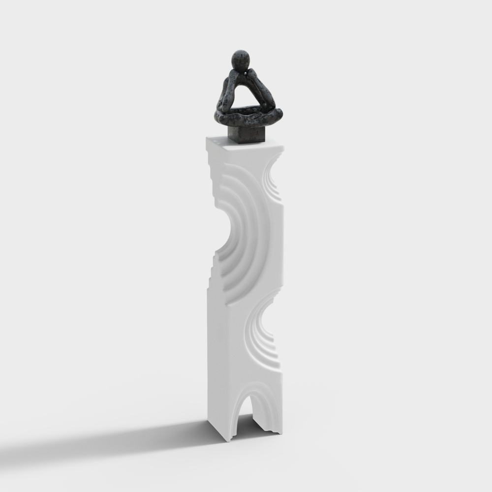 Meditation Pillar 3D Model – Minimalist Marble Sculpture