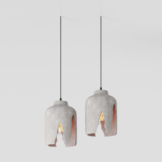 Concrete Flame Pendant Light 3D model